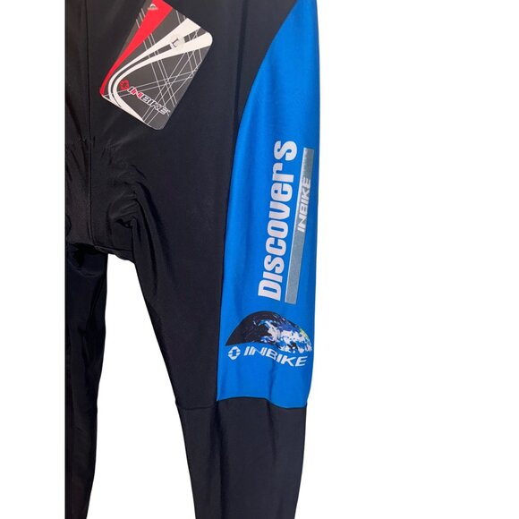 NWT INBIKE Mens Cycling Compression Pants Black & Blue Large Pads Discovery Logo - Picture 6 of 14